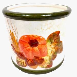 Candle Holder Fall Harvest Pumpkins Acorns Leaves Autumn Jar Candle Holder